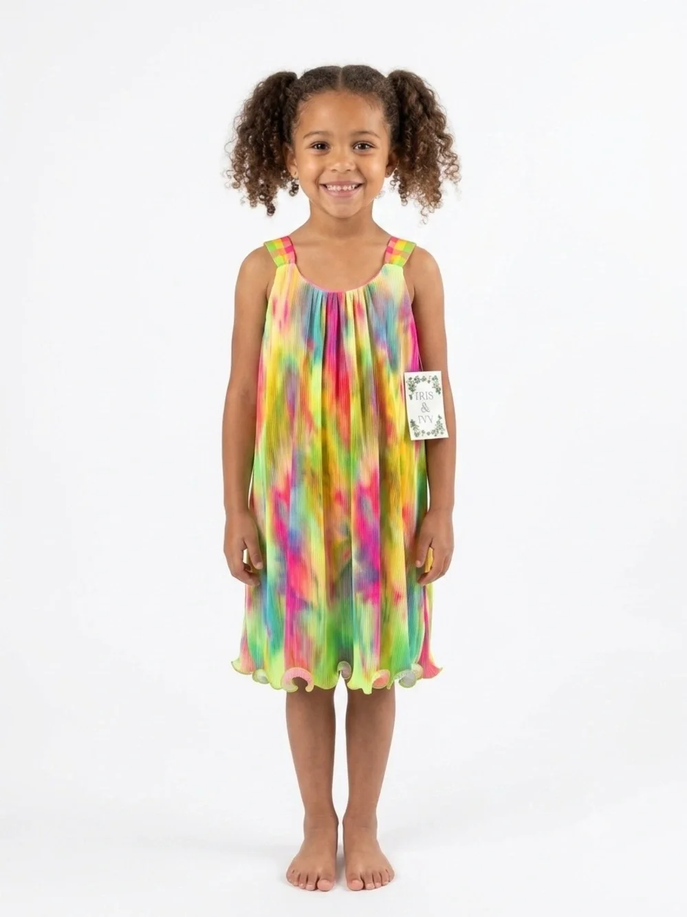 Iris & Ivy Girls Tie Dye Pleated Dress Size 6X Multi-Color